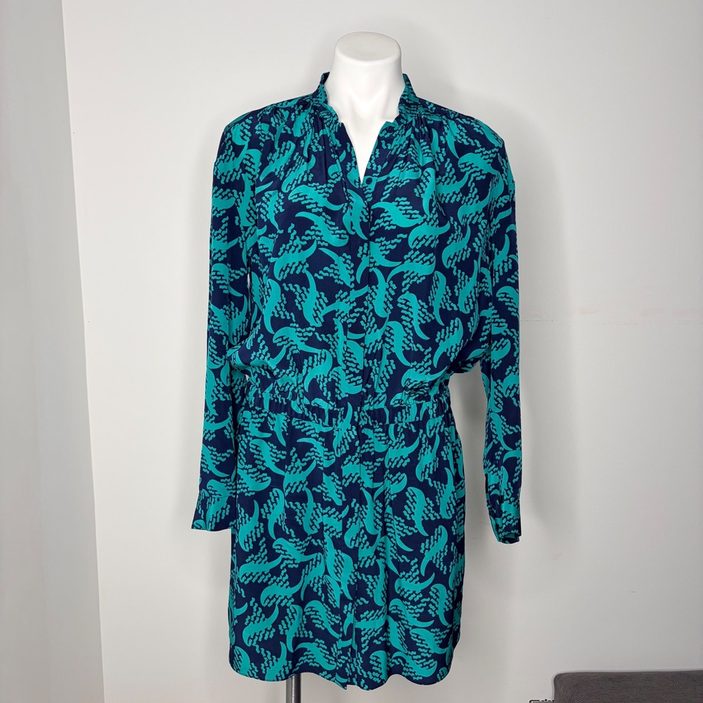 Diane von Furstenberg Deandra Dress Women 10 Teal Blue 100% Silk DVF - Picture 16 of 16